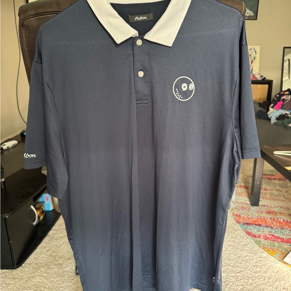 Stylish Navy Polo with White Collar